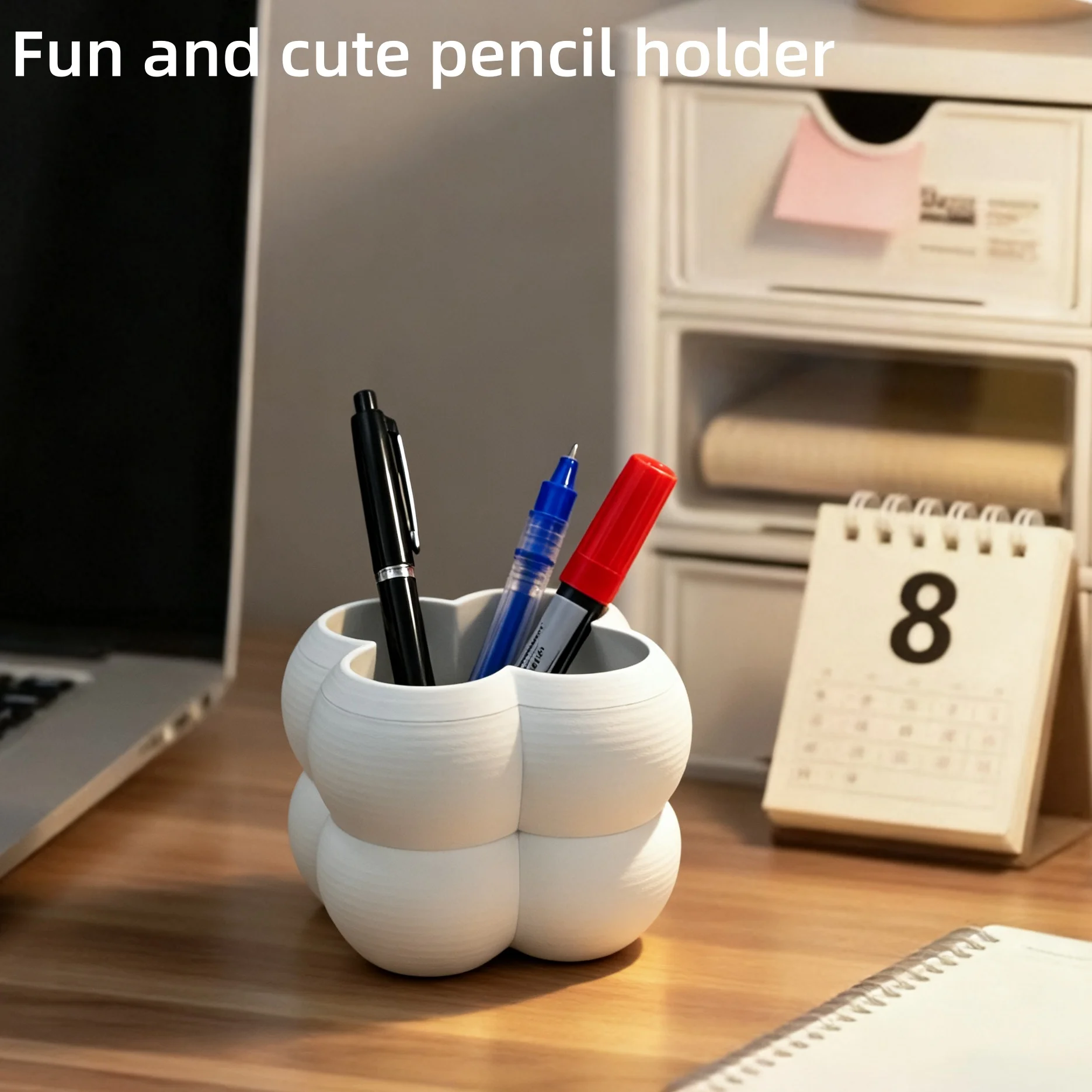 Cute Cloud Pen Holder, White Desk Organizer, Functional Storage for Pens Makeup Brushes Stationery and Small Desk Items