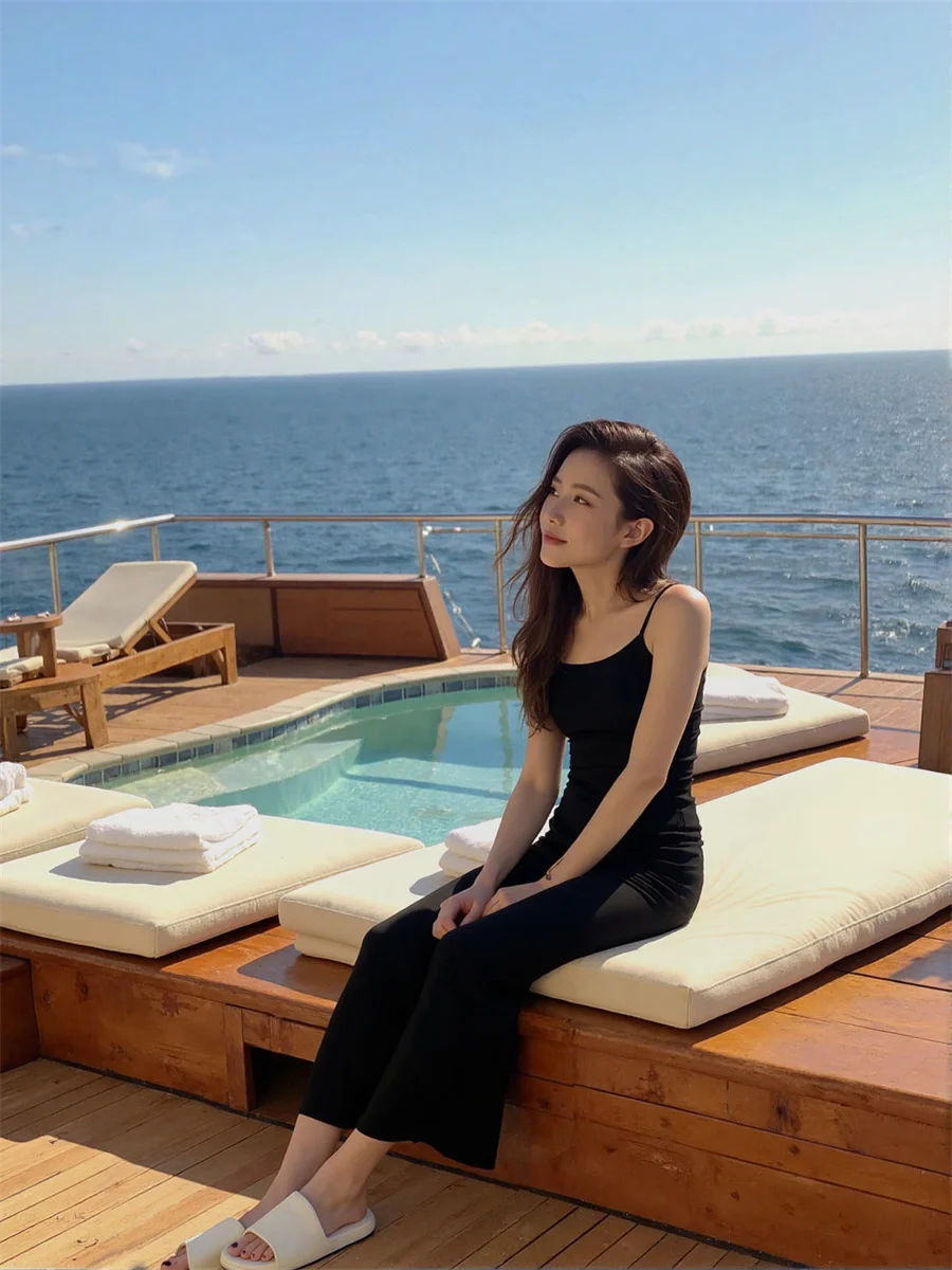 Vestido de mujer tendencia 2025 correa de espagueti ajustado verano con abertura lateral abertura alta dividida recorte agujeros huecos