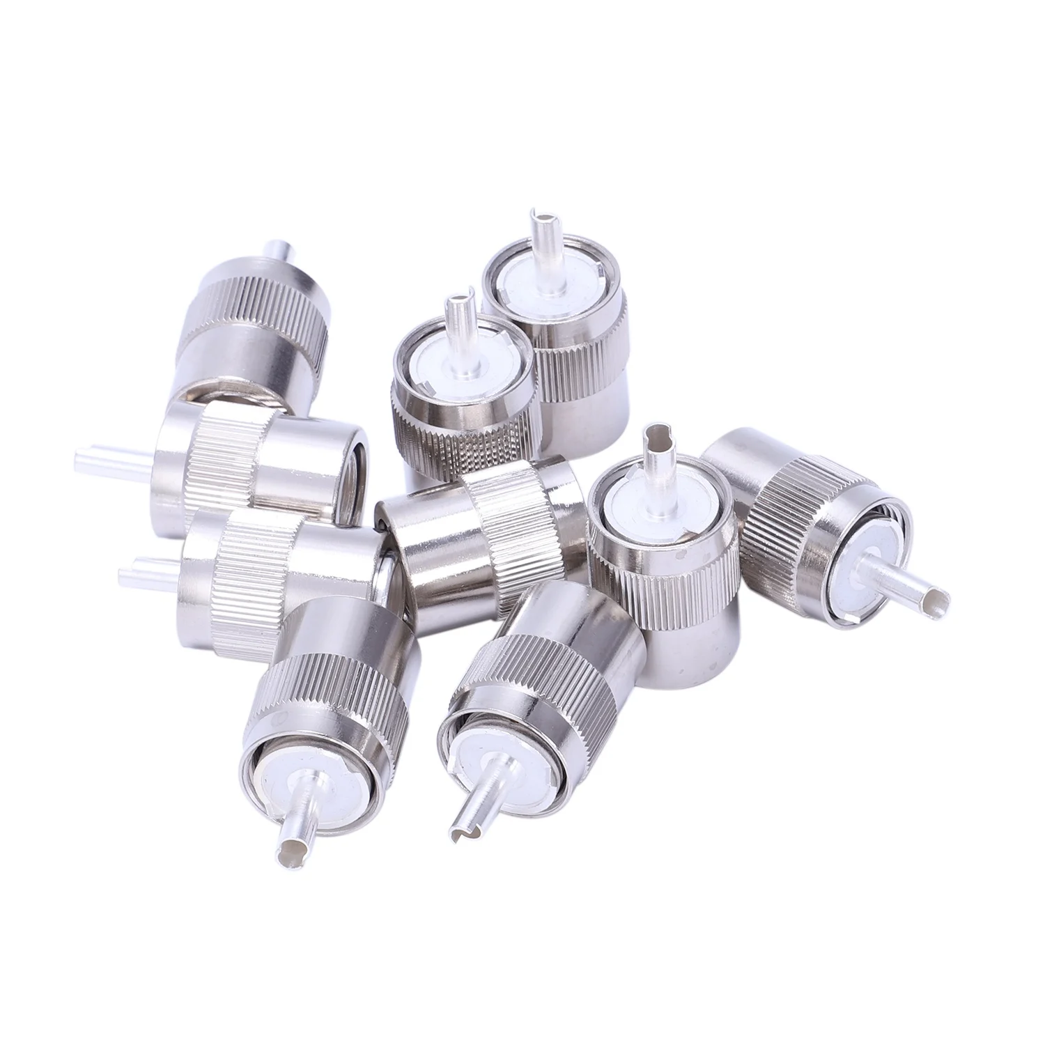 Conector Macho Uhf Prata Pl259 Plug Solda Rg8 Rg213 Lmr400 7d-fb Cabo 10 Pcs