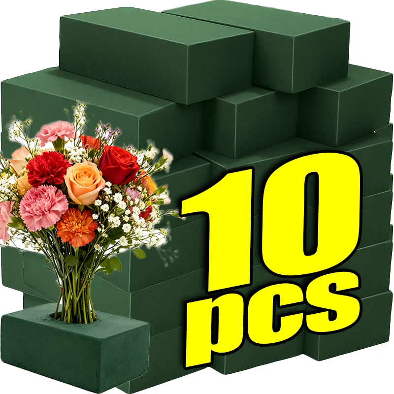 10/1x bloques de espuma florales verdes para flores artificiales frescas, bloque de espuma rectangular Floral húmedo seco, flor de barro, decoración del banquete de boda