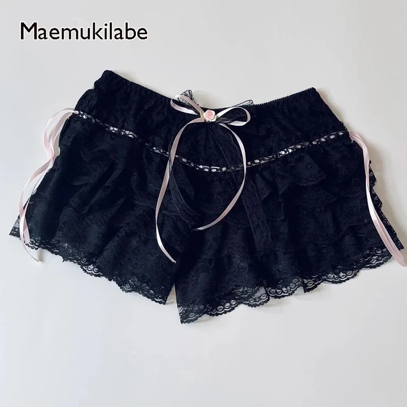 

Maemukilabe Cottage Y2K 00s Vintage Shorts Women Kawaii Lace Trim Multi-layers Underwear Fairycore Retro Lolita Sweet Pettipants