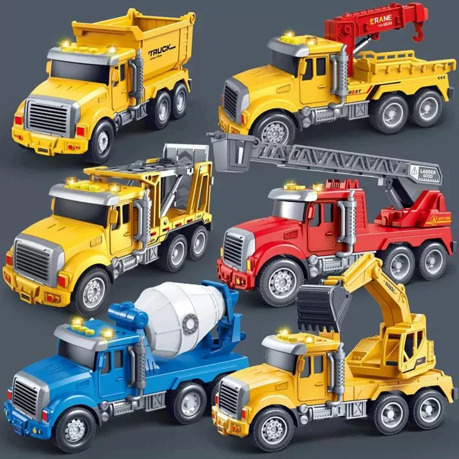 

Engineering Vehicle Toy for Children Inertial Model Play Plastic Car Kid Mixer Truck Crane Bulldozer Excavator Boy Gift
