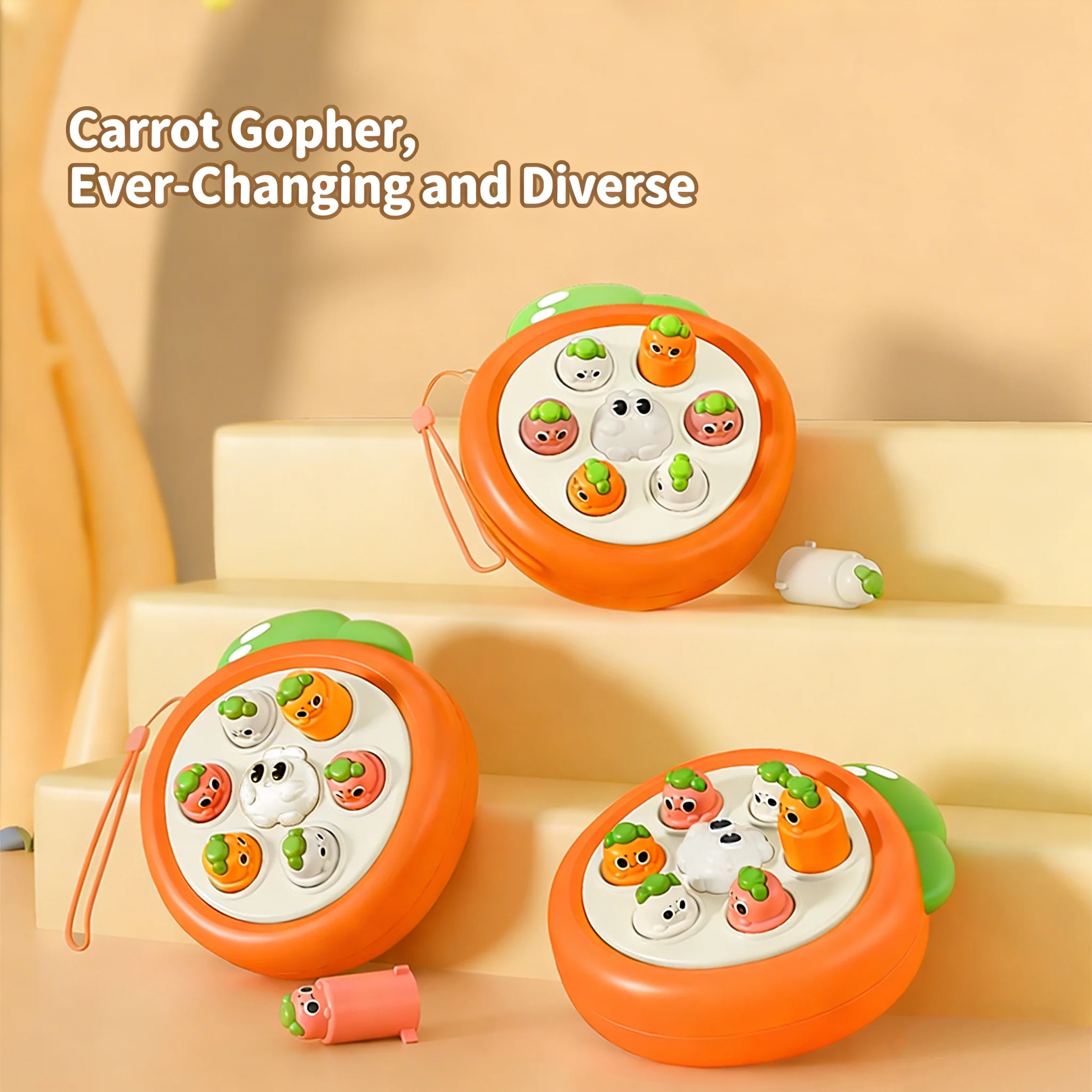 ของเล่นตีตัวตุ่นแบบมือถือรูปหัวไชเท้า - ของเล่นกดนิ้วเพื่อการศึกษาปฐมวัย ของขวัญฤดูร้อนที่สมบูรณ์แบบสำหรับเด็กเล็ก