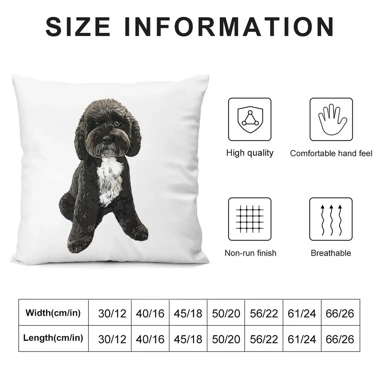 Cockapoo Cavapoo Black with White Puppy Dog Throw Pillow Plaid Sofa autumn pillowcase pillow