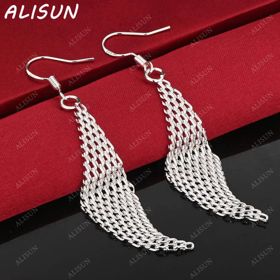 

ALISUN 925 Sterling Silver Reticulated Earrings Drop Earrings Anniversary Gift Popular Wild Fashion Romantic Jewelry