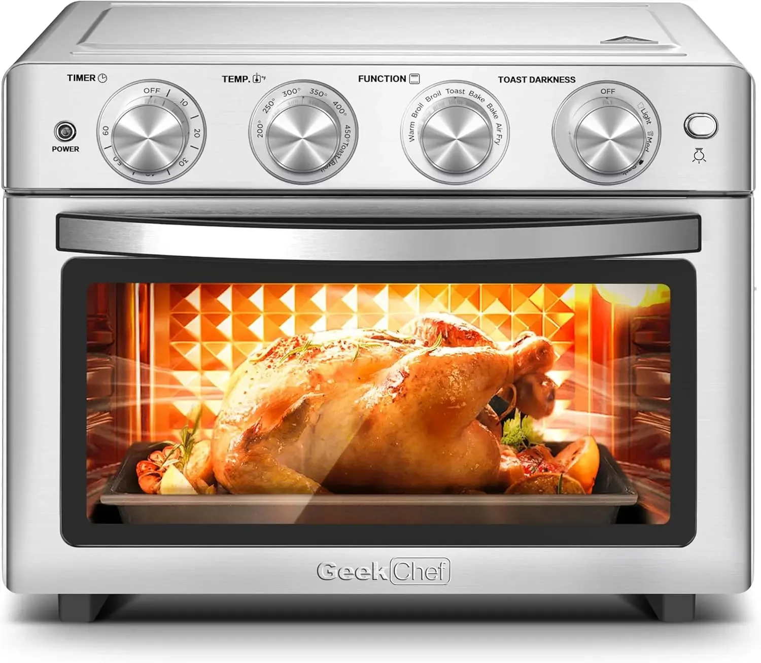 

Chef Air Fryer Toaster Oven Combo, 26QT Convection Ovens Countertop, 6 Slice Toaster, Stainless Steel Big Air Fryer