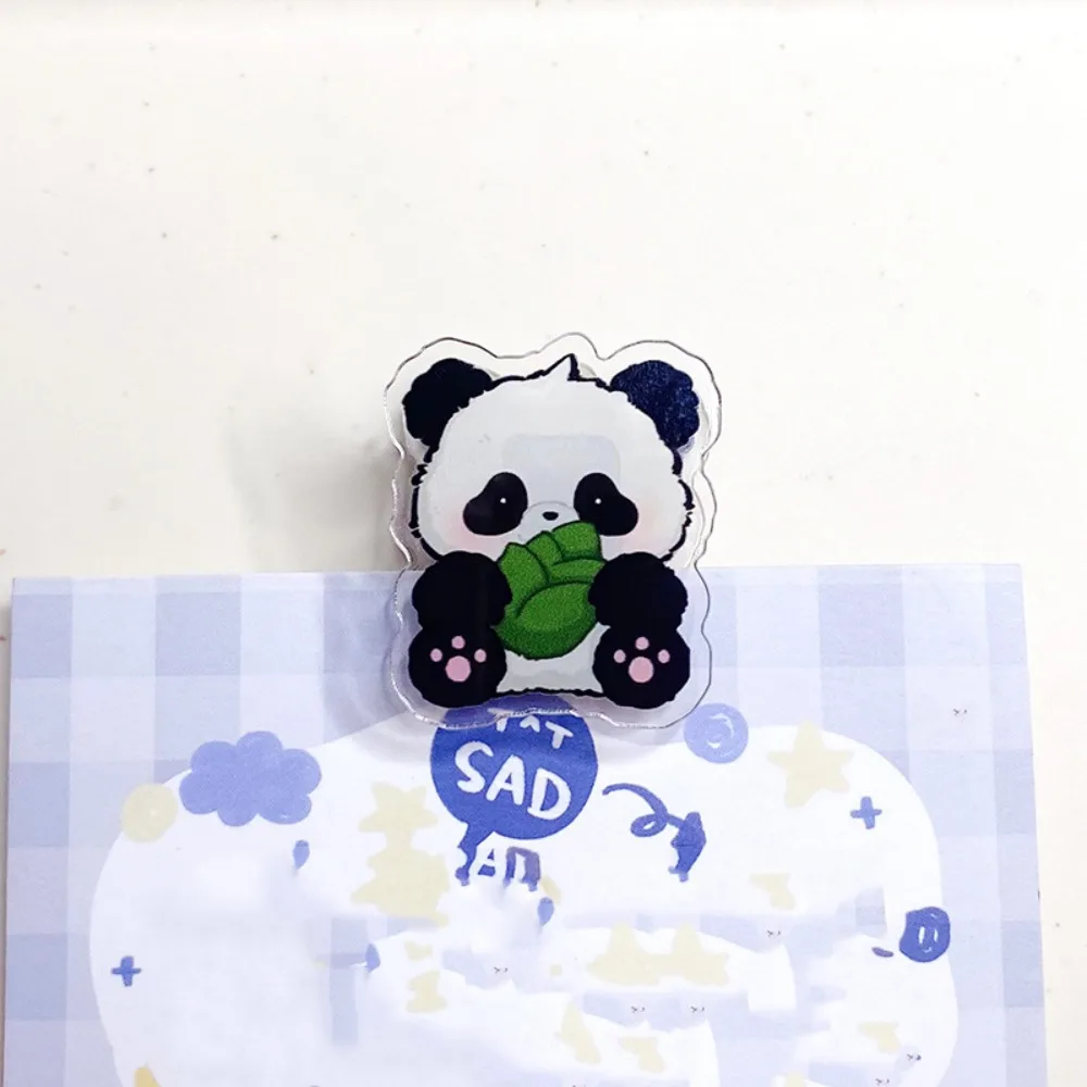 Настольные принадлежности для хранения, милый акриловый зажим из полипропилена, зажим для заметок, многоцелевой зажим с милой мультяшной пандой, мультяшная панда