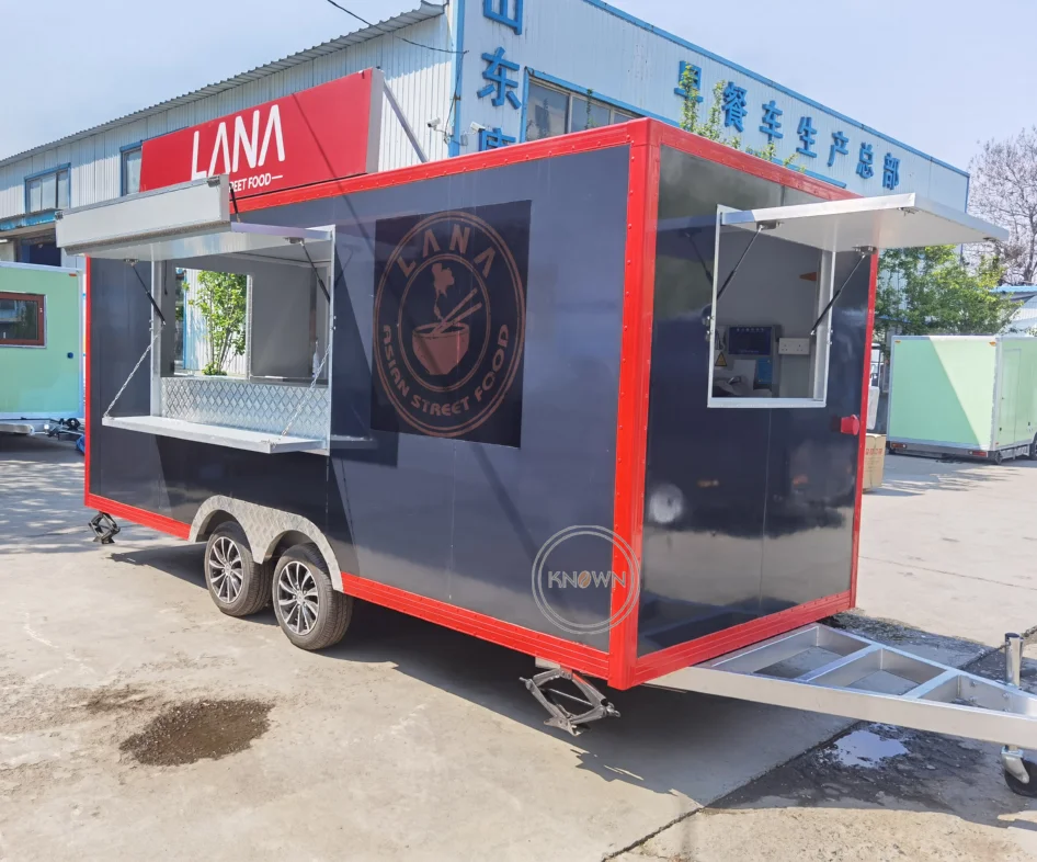 2023 Factory Custom Design Square Food Trailer Hot Dog Hamburger Removable Snack Cart