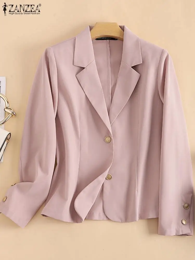 ZANZEA-Blazer de manga larga para mujer, chaqueta holgada informal, Formal, para oficina, ropa de calle, otoño, 2023