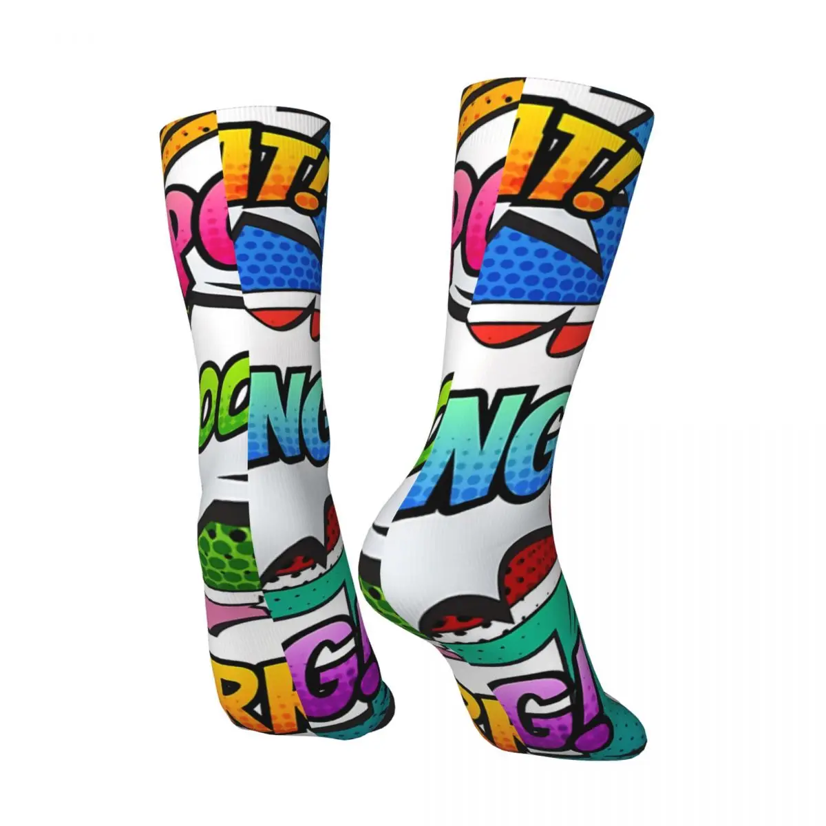 Hip Hop Retro Pop Art Comic Book Panels Crazy Men\'s Socks Unisex Comic Book Lover Street Style Pattern Printed Crew Sock