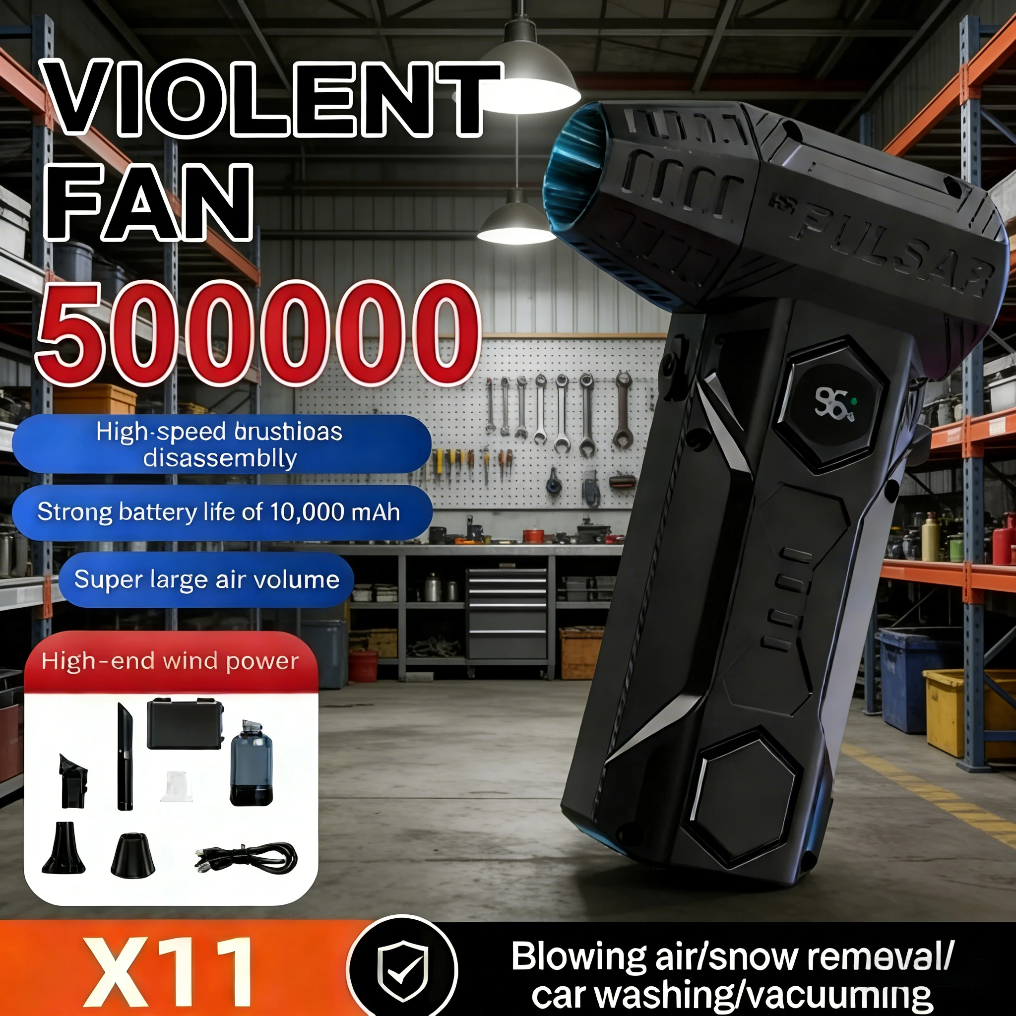 

X11 Air Duster with LED Power Display | 500000RPM High-Speed Car Cleaning Beast Vacuum & Blower