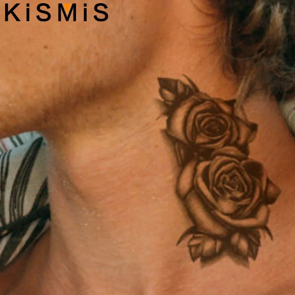 

2Pcs Waterproof Temporary Rose Tattoo Stickers Body Art Decals for Men and Women Skin Safe High Quality
