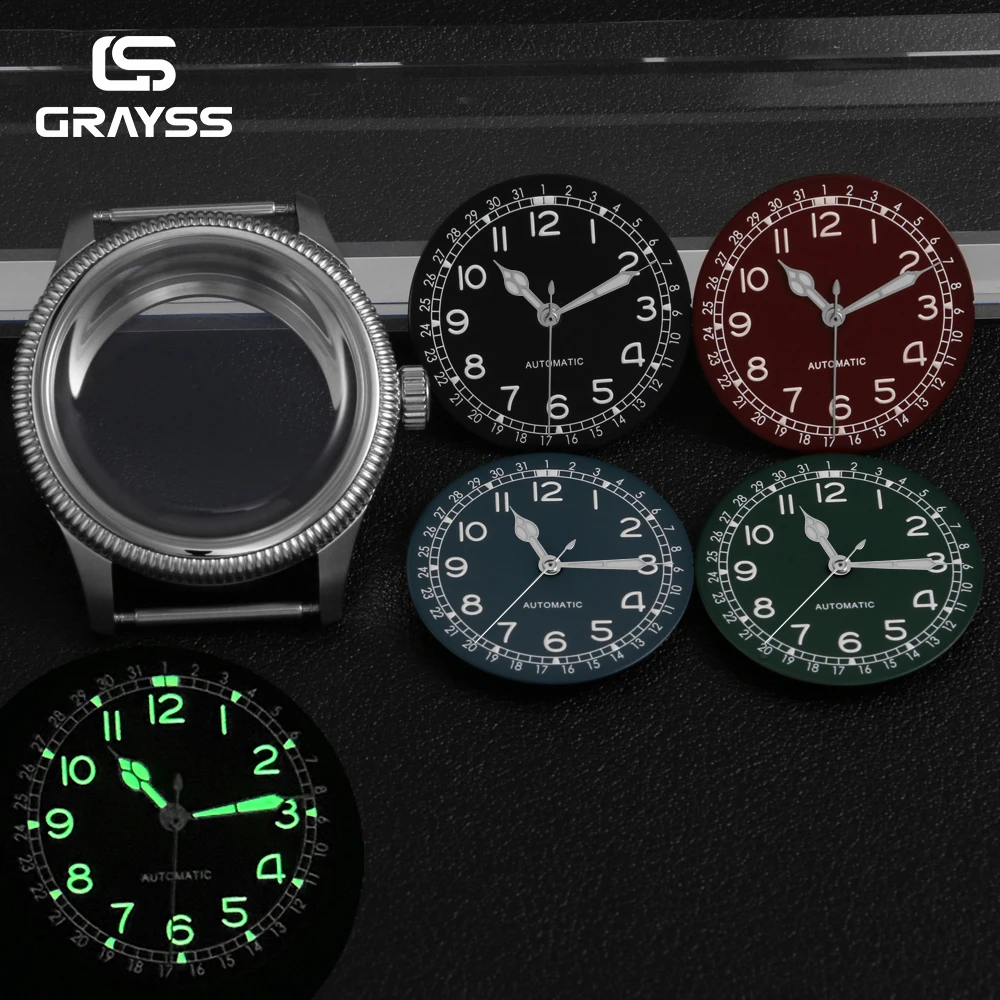 NEUES 38mm Retro-Militär-Piloten-Edelstahl-Uhrengehäuse AR Super Bubble Mineralglas Passend für NH35 NH34 Mechanisches Uhrwerk Münzkante – Detail 5