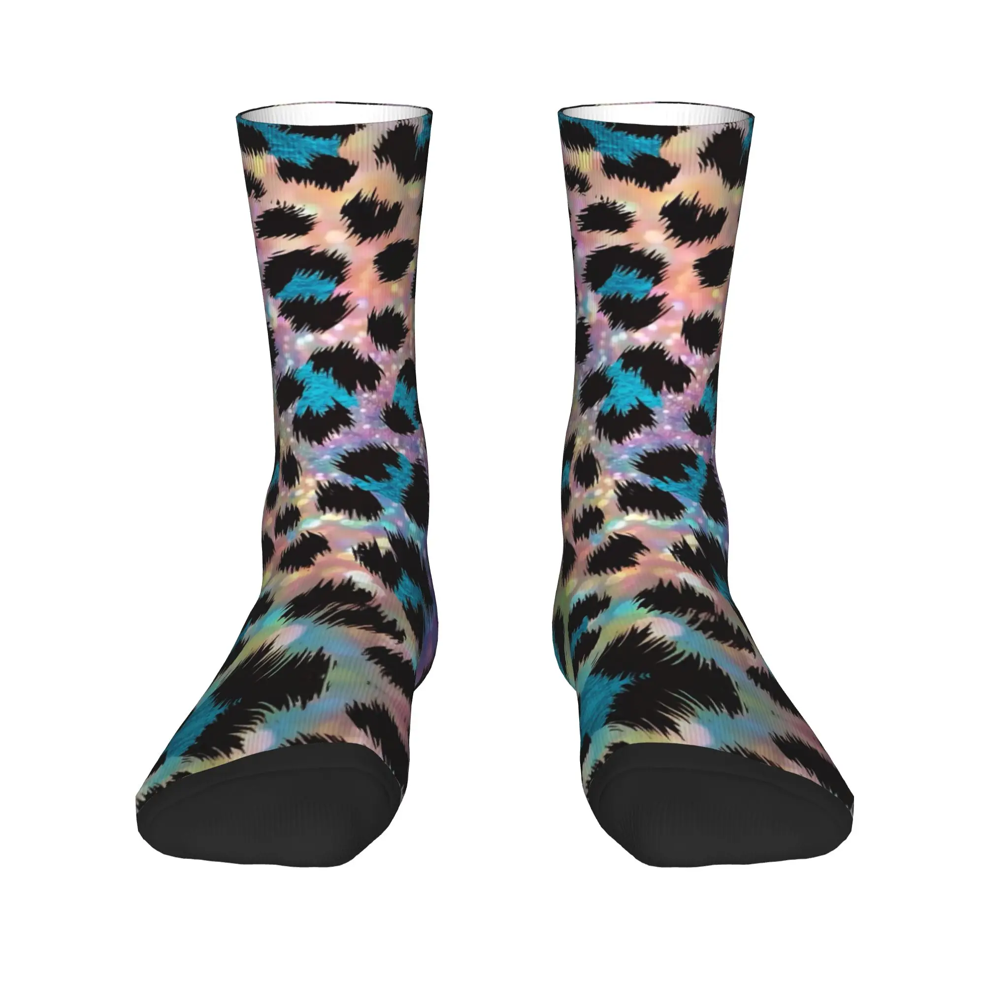 Men Socks Psychedelic 80s Leopard Abstract Art  Stockings Anti Skid Medium Soft Socks Spring Funny Design Running Socks