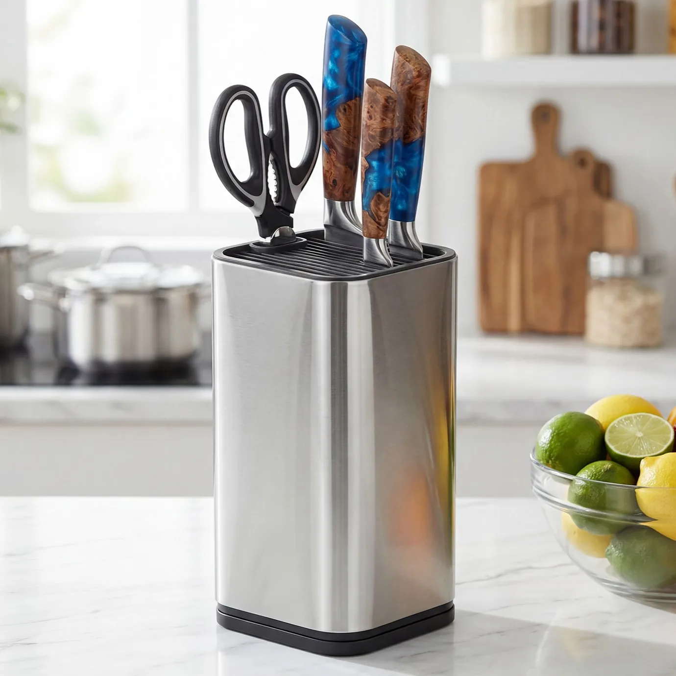 Stainless Steel Knives Holder Kitchen Metal Nonslip Cutter Storage Block Kitchenware Drain Rack Detachable Scissors Base