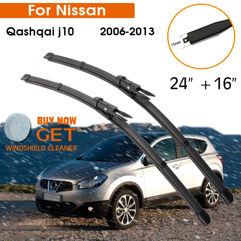 

Car Wiper Blade For Nissan Qashqai j10 2007-2013 Windshield Rubber Silicon Refill Front Window Wiper 24"+16" LHD RHD Accessories