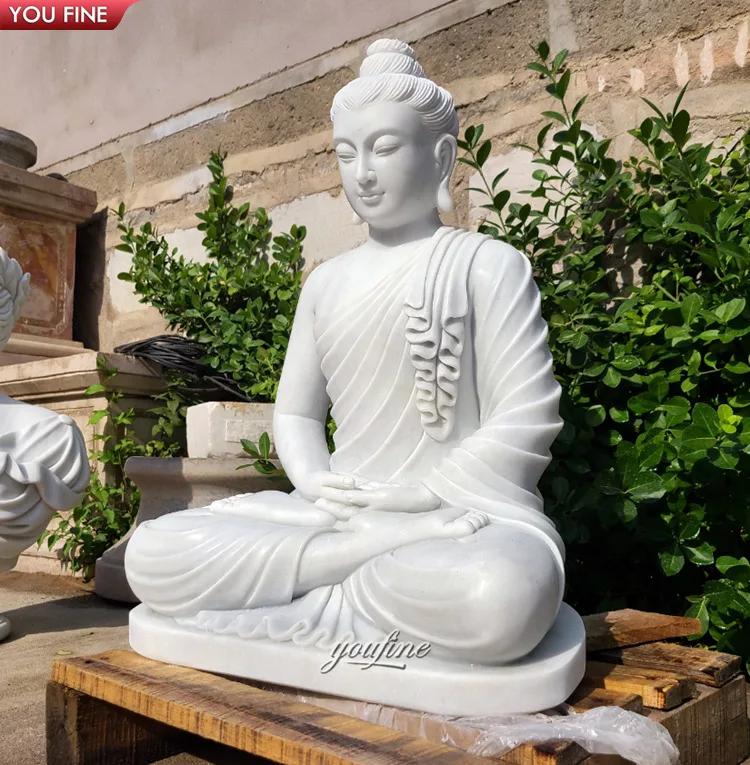 Outdoor Garden Life Size White Marble Buddha Statue