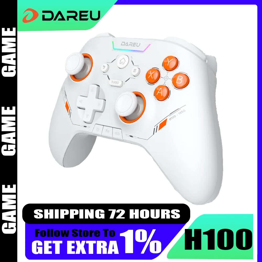 

New Dareu H100 Gamepad Three Mode Wireless Custom Game Controller 1000Hz Polling Rate Hall Trigger Gamepads For PC NS Smartphone