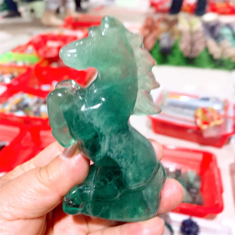 Natural Fluorite Horse Carving Crystal Animal Healing Energy Stone Fashion Home Decoration Birthday Gift 1pcs 10CM