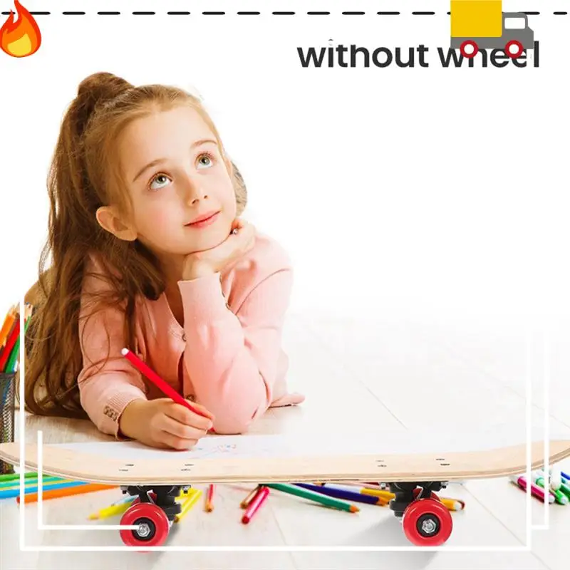 

Outdoor Wooden Skateboard For Kids - Blank Deck For DIY Painting And Graffiti, Longboard For Tricks (No Wheels)