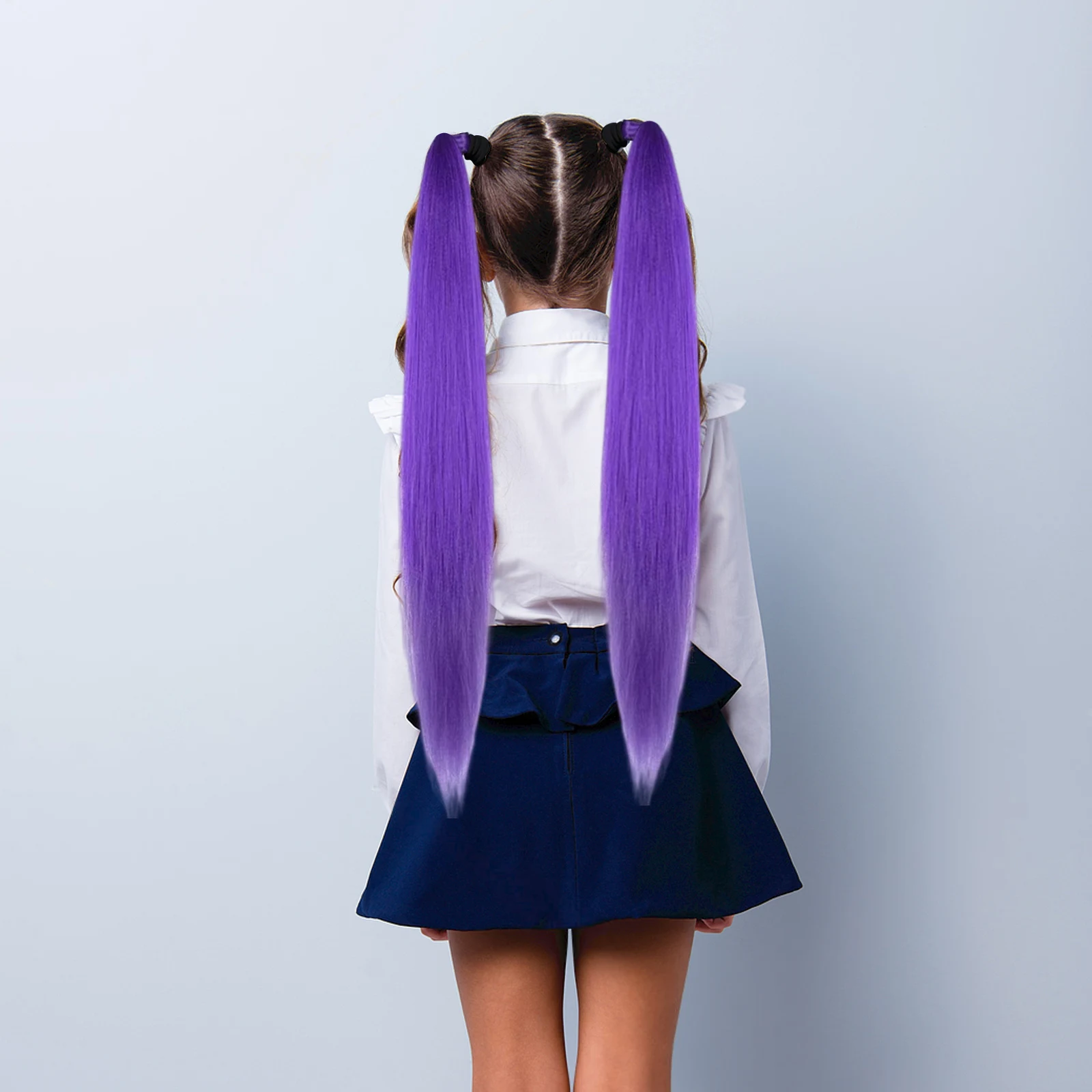 1pair Double Ponytail Purple Wig Girl Cosplay Props Ponytail Extension Colored Ponytail For Girls Dark Purple Hair Accessories