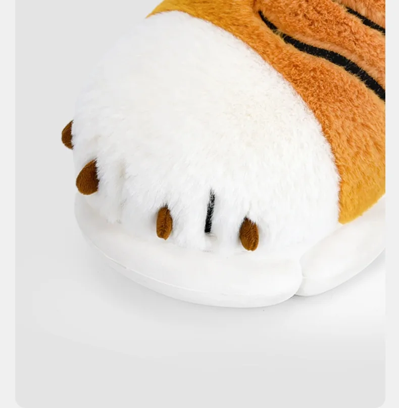 New tiger paw slippers woman men winter furry booties women\'s fuzzy home shoes size 44 45 girls Chrismas slippers drop shipping