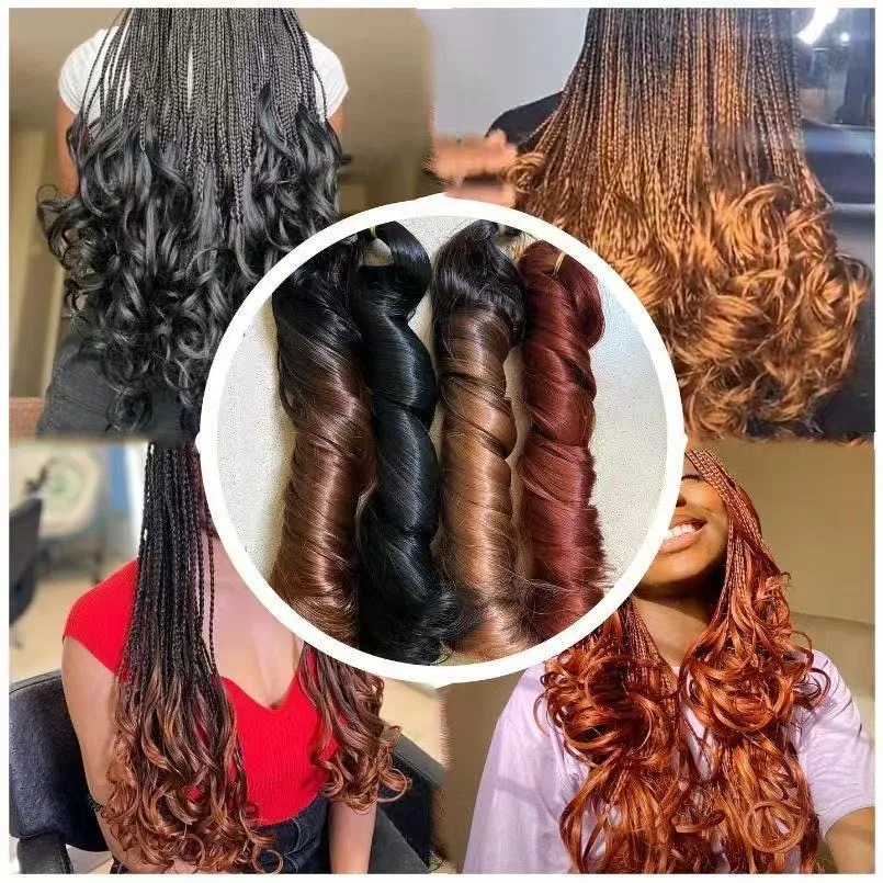 22 Inch Loose Wave Spiral Curl Synthetic Braids High Temperature Ombre Pre Stretched Hair Extensions French Curls For Women