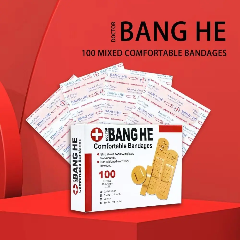 100Pcs Multi Size Waterproof Band Aid Wounds Secure Anti-Bacteria Wound Adhesive Plaster Hemostasis Breatheable