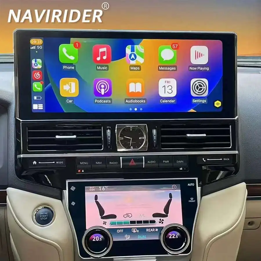 16.2Inch Android 13 For Toyota Land Cruiser LC200 2007-2022 LCD Air-conditioned Screen With Fast Charge Multimedia Dual Screen