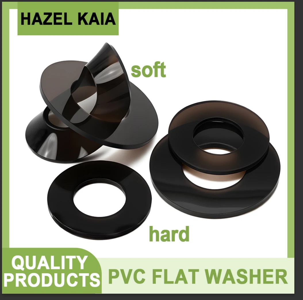 

Black Soft Hard PVC Plastic Insulation Transparent Gasket Ring Spacers Flat Washer 0.3-1mm M2 M2.5 M3 M4 M5 M6 M8M10 Shock-proof