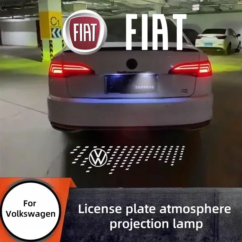 

License plate projection lamp For Volkswagen Polo Golf Passat Tiguan Arteon Touareg CC LED decorative lights atmosphere lights
