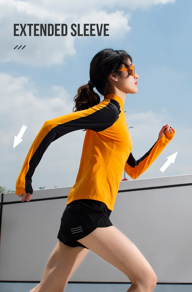 AONIJIE FW5173 Women Female Quick Drying Sports Long Sleeves Sun Protection Stand Collar Shirt Slim-fitting For Running Daily