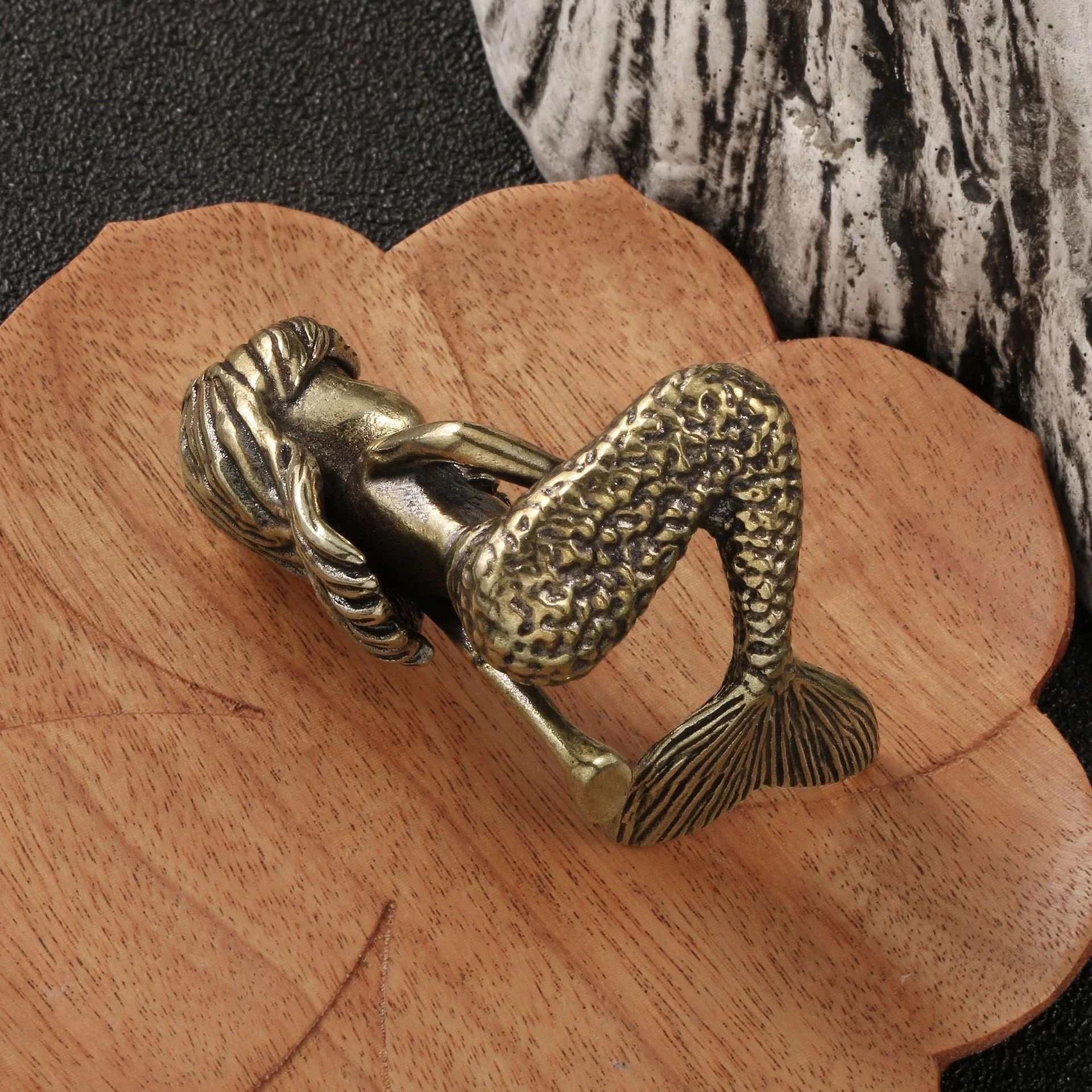 Mermaid Brass Jewelry Office Desktop Bronze Decoration Crafts
