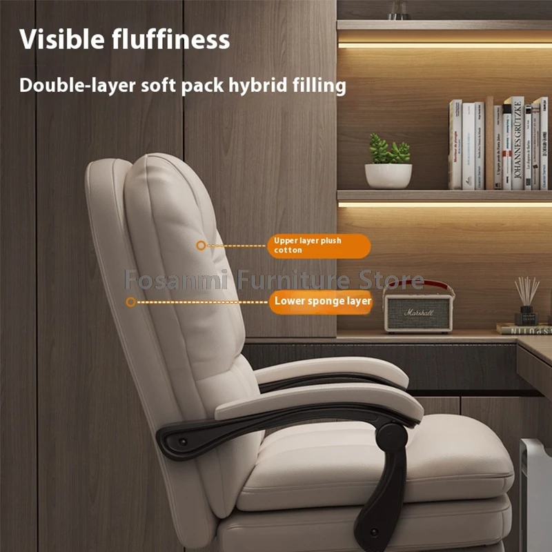 Silla de oficina reclinable con respaldo alto, respaldo de doble capa, ergonómica, cómoda, para ordenador, silla giratoria ajustable suave