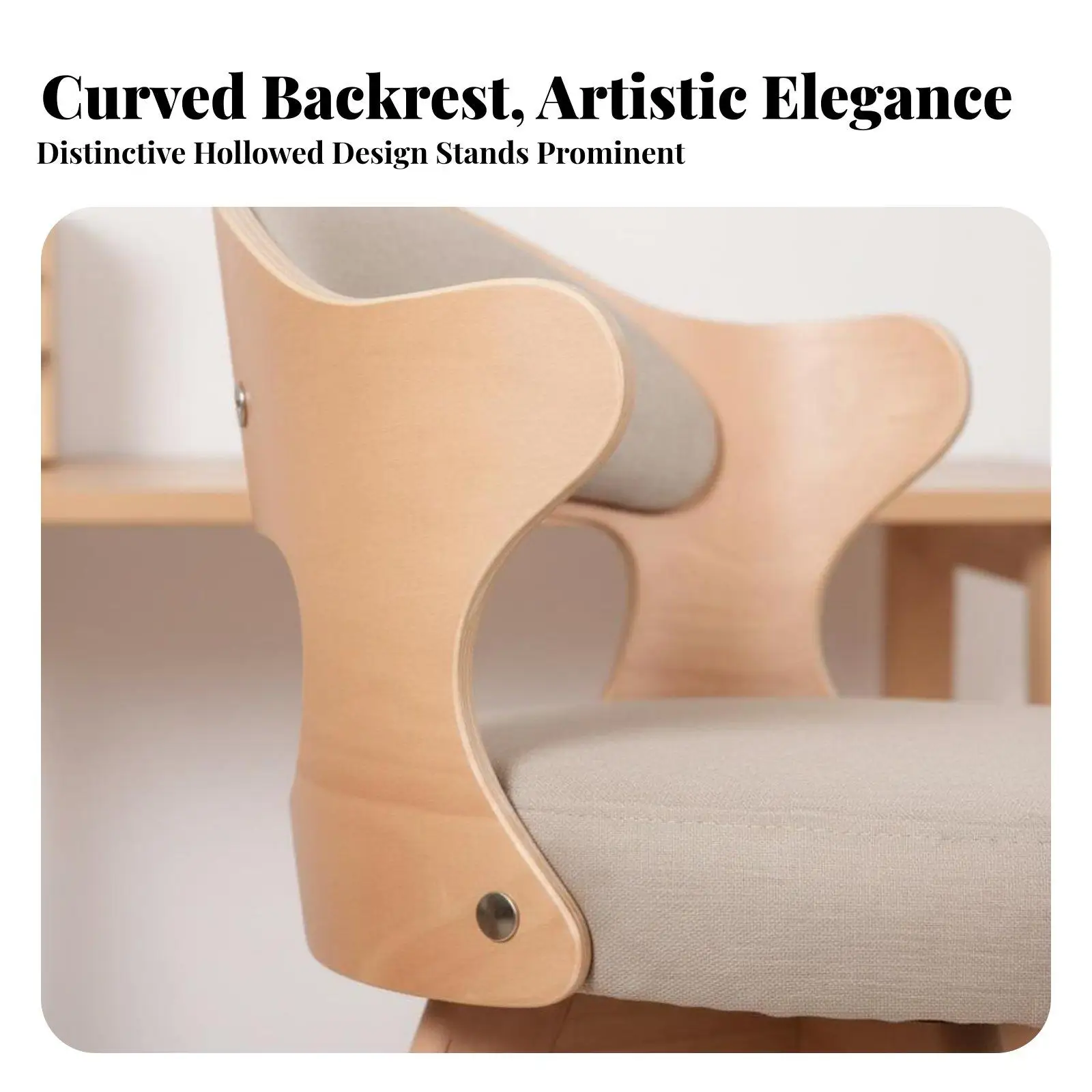 Nordic Beech Wood Swivel Chair with Ergonomic Backrest for Home Office Study Vanity Use