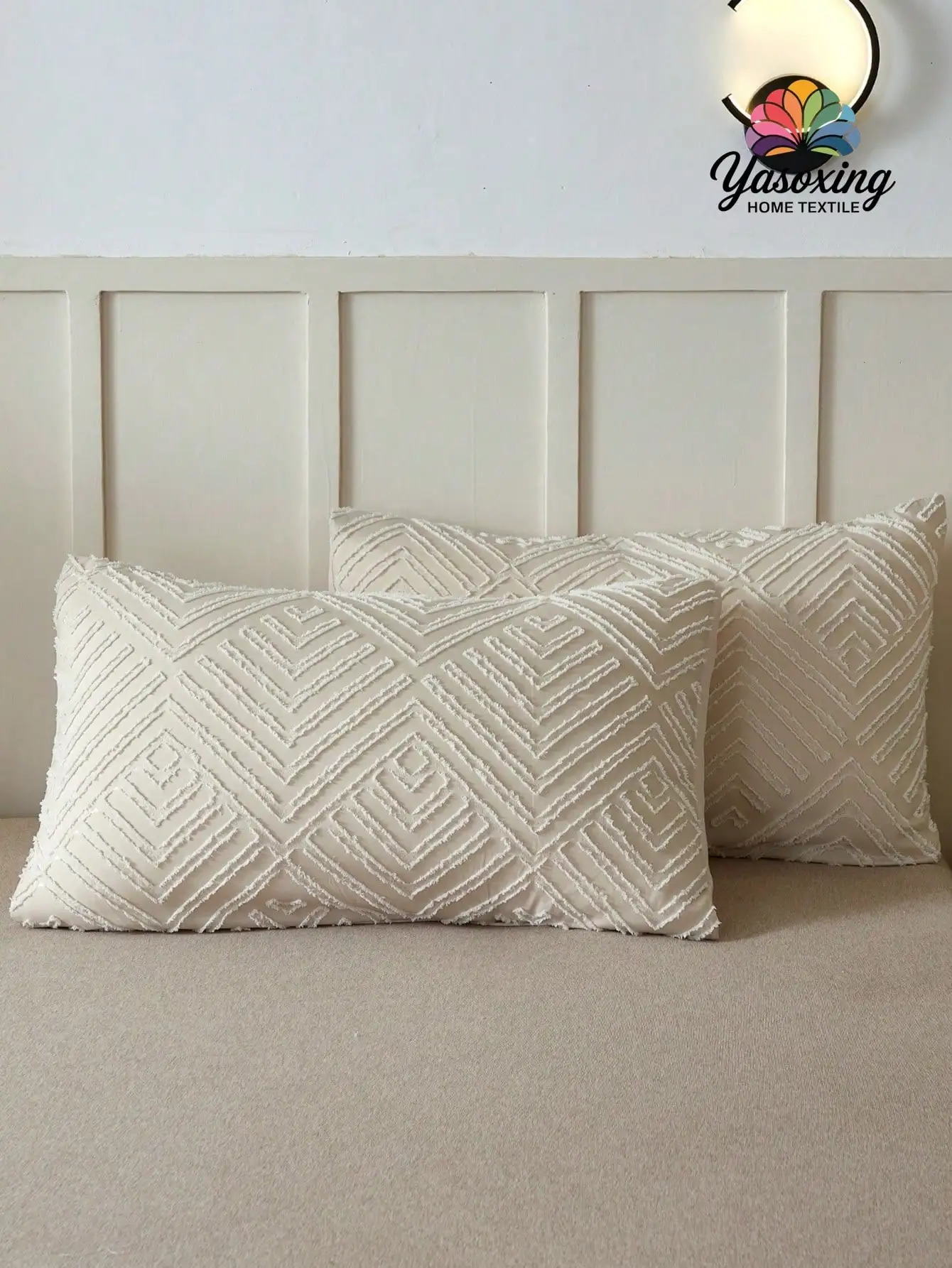 

2 шт. геометрических наволочек с тафтингом, застежка-конверт, мягкий дышащий полиэстер, можно стирать в машине