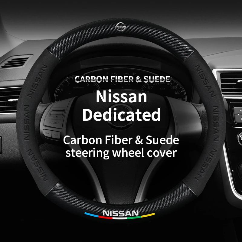 Car Carbon fiber 3D embossed Steering Wheel Cover For Nissan X-Trail Qashqai Sentra Serena Tiida Teana Juke Leaf Micra altima
