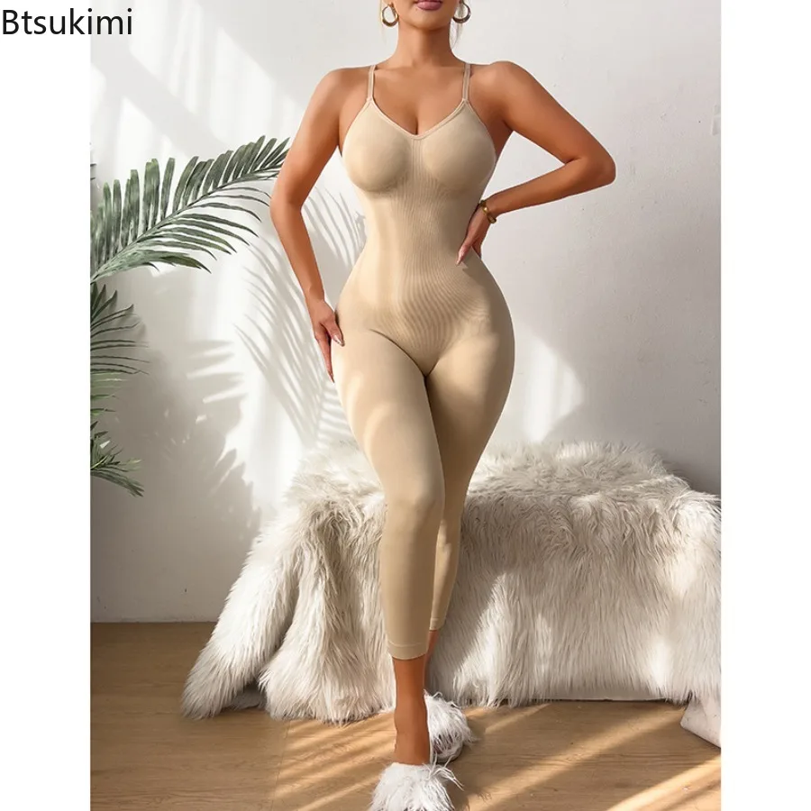 

Jumpsuits Sleeveless Women's V-Neck One Piece Rompers Pencil Ankle Length Pants Jumpsuit Sexy High Street Slight Strech Bpdycon