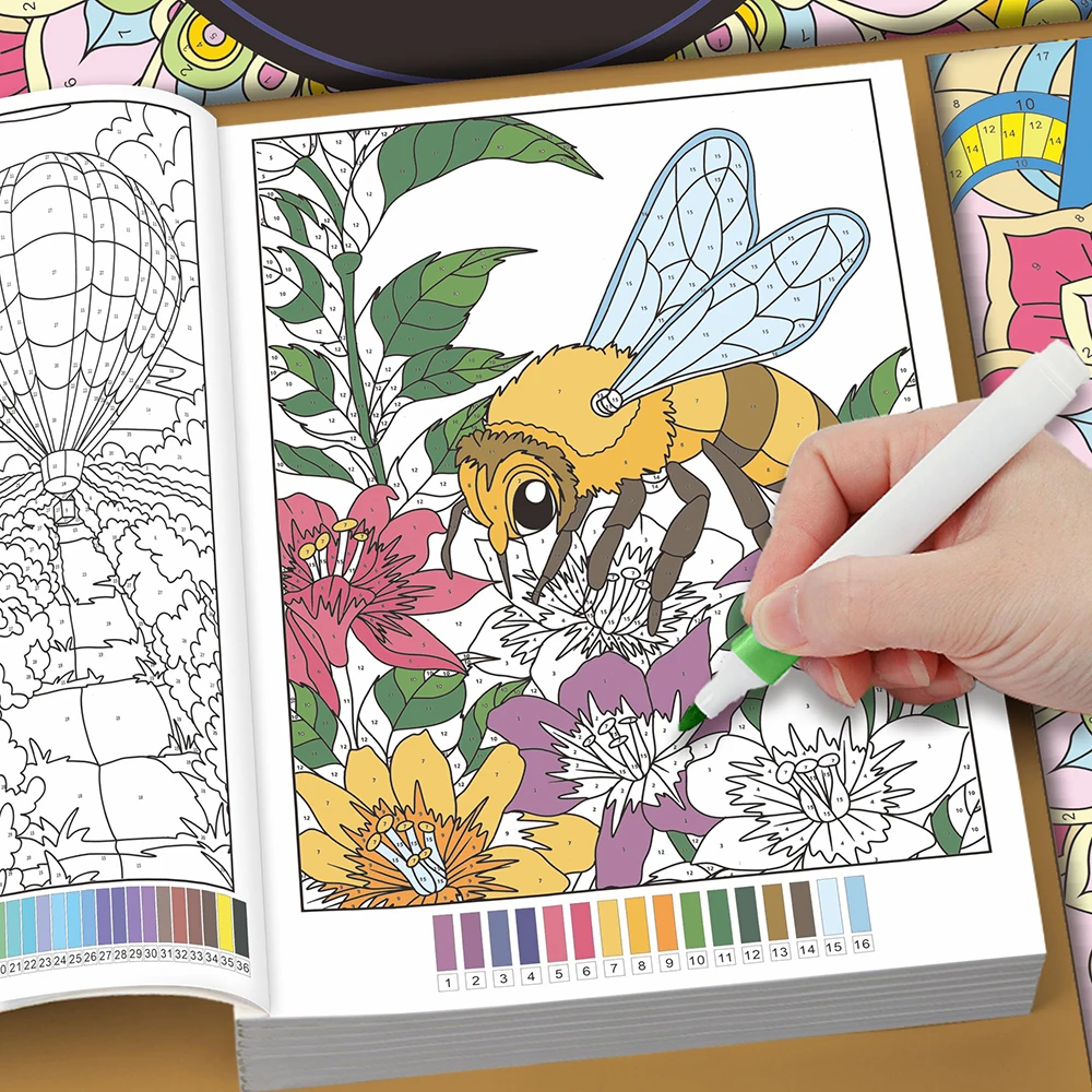 Adults Number Coloring Book, Mandala Floral Wildlife Color By Number Illustrations, Stress Reducing Therapeutic Drawing Book