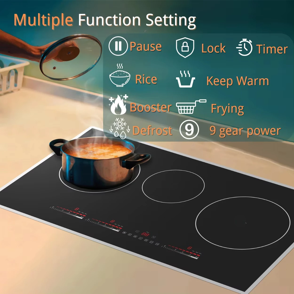 Factory Direct Sales Electrical Appliances Cooktop Frying Function 3burner Induction Cooker