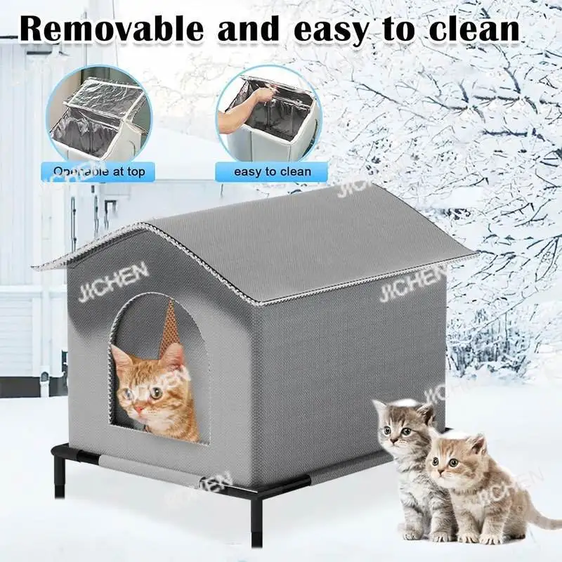 

JC outdoor cat house with double-sided cushion and insulation in a simple removable, portable design