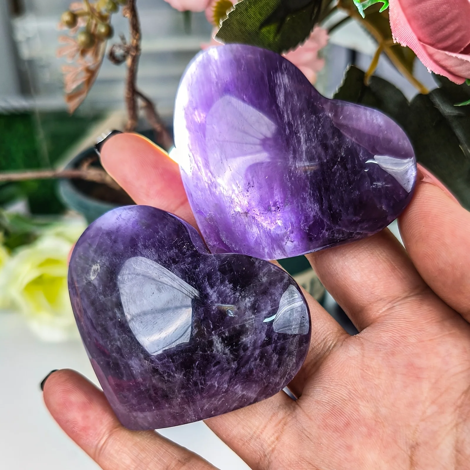 

1pc Natural Amethyst Heart-Shaped Crystal Carving, Bohemian Style Home Decor, High-End Collectible, Perfect Gift for Holiday