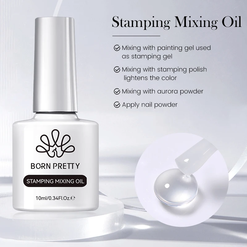 BORN PRETTY 10ml Stamping Mixing Oil Printing Tool Painting Gel Stamping Polish Nail Art Powder Mixing And Apply Nail Powder