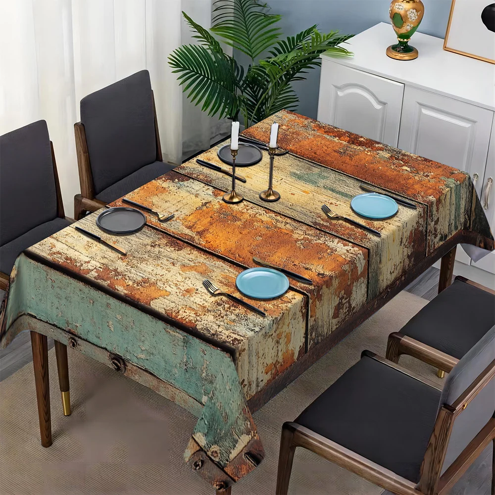 JIT-1pc beautiful wood-grain pattern tablecloth for square-shaped festive parties in hotels or restaurantszyc