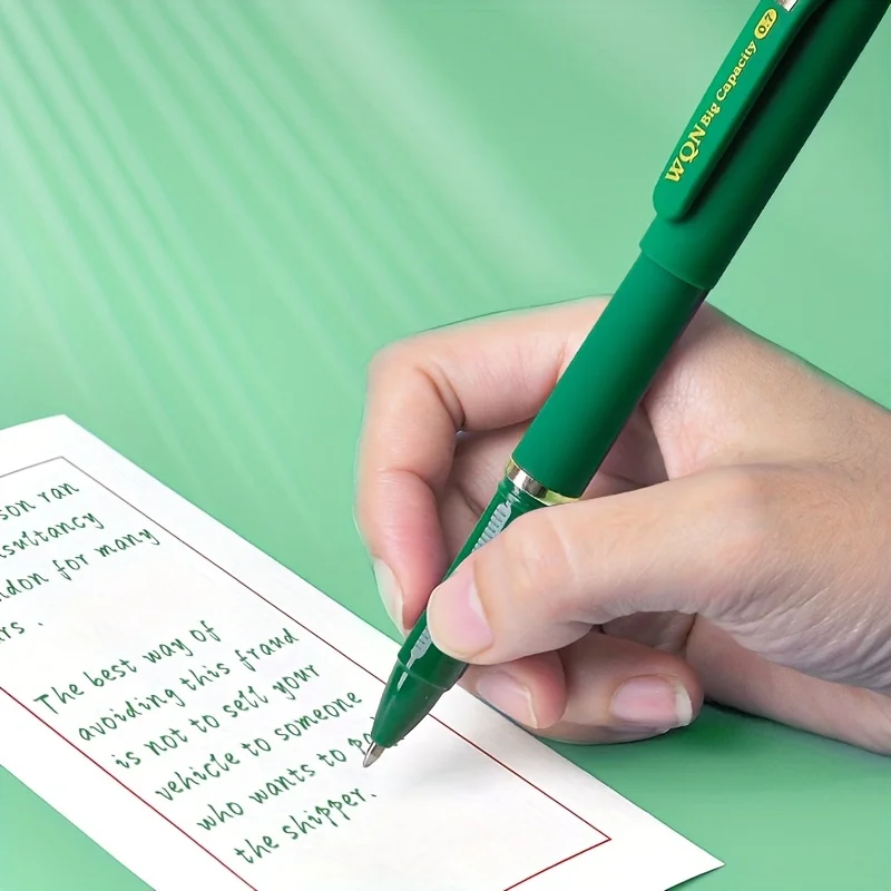 3pcs Green Ink Gel Pen, 1.0mm, For Writing, Large Capacity Refill, Office Supplies Back to Sochool Stationery