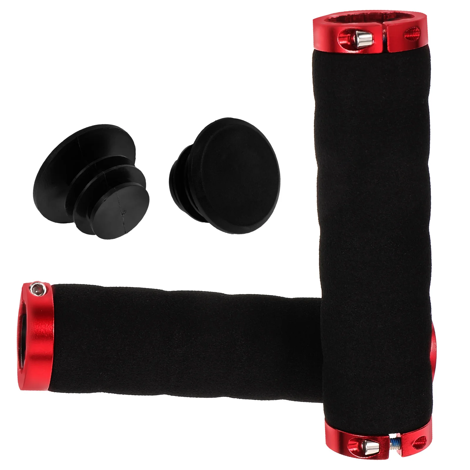 

1Pair Bike Handlebar Grips Mountain Bike Foam Metal Non-Slip Shock Absorption Cycling Handle Covers Comfortable Wrist Support