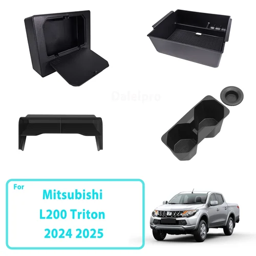 Para Mitsubishi L200 Triton 2024 2025 consola central caja de almacenamiento reposabrazos caja de almacenamiento taza caja de almacenamiento oculta accesorios interiores