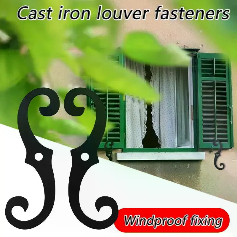 

2025+ Duo-Pack S-Shape Cast Iron Shutter Tiebacks - External Fasteners with Rustproof Feature - Decorative Hardware