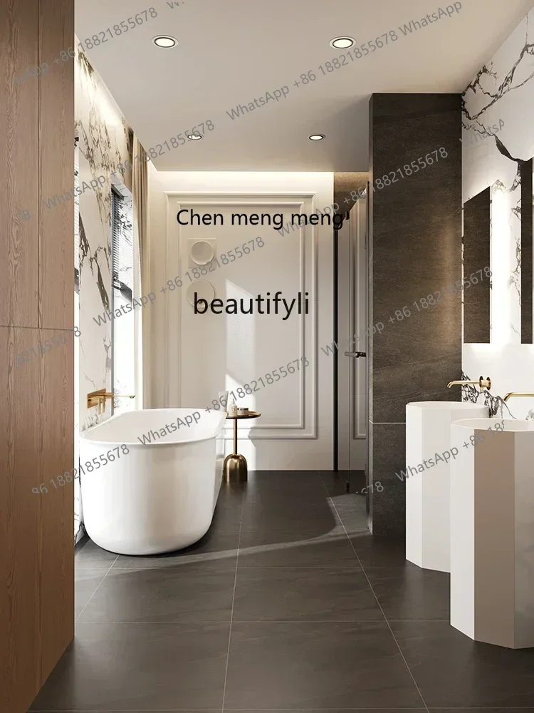 2003Bathroom Independent Acrylic Bathtub Oval Household Hotel B & B Adult Small Apartment Integrated Bathtub