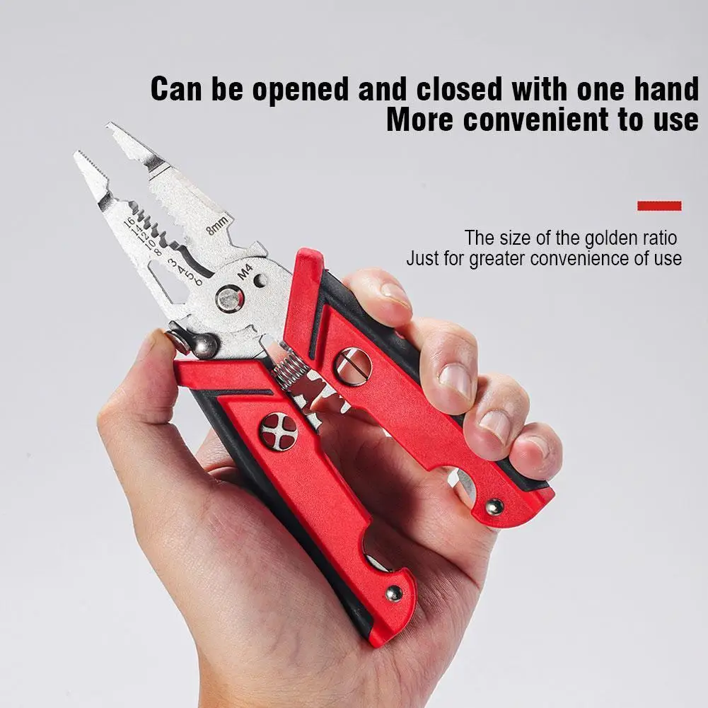 Alicate de descascamento de fio multifuncional de aço inoxidável de grau industrial prático lâmina dupla 18 em 1 alicate eletricista especializado